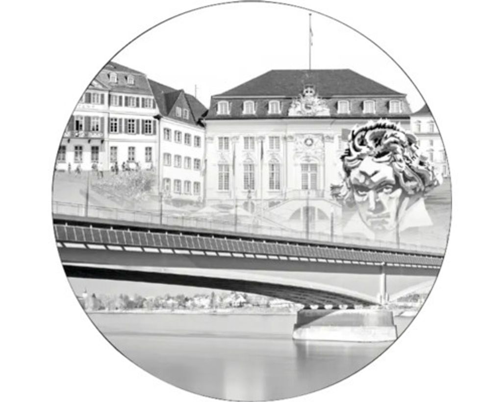 Glasbild Bonn Wahrzeichen grau II Ø 50 cm