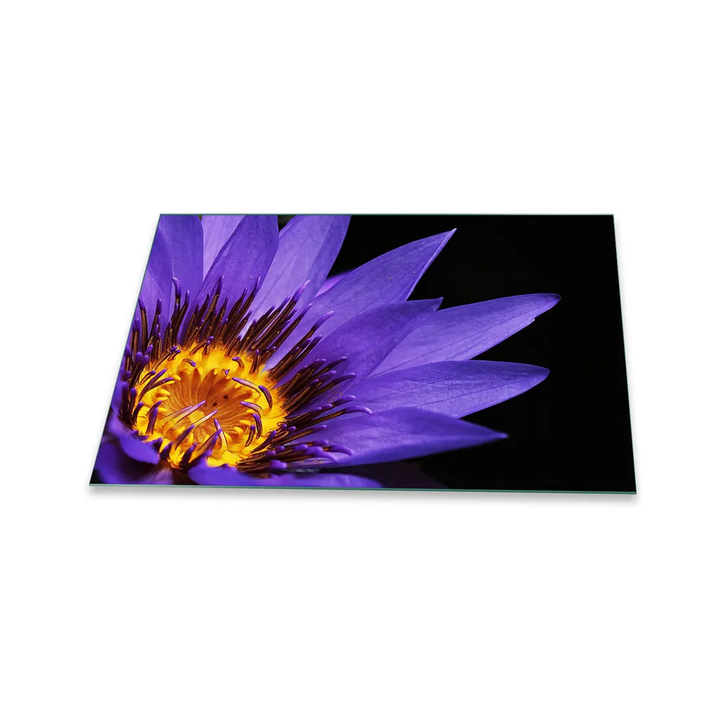 Piastra di Copertura Piano Cottura 80x52 Vetro Temperato Fiori Viola