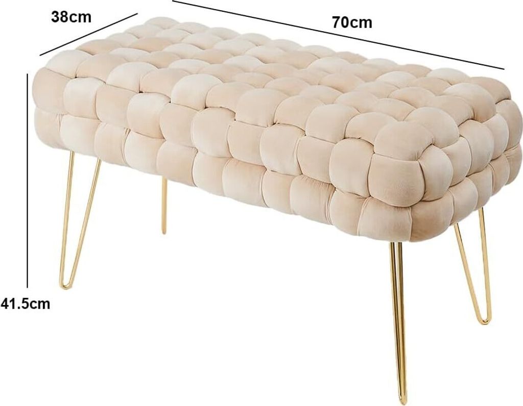 Theo&Cleo Moderner Velvet SitzBank, Quadratisch Produktbild 2