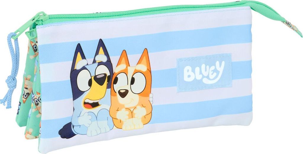 Dreifaches Mehrzweck-Etui Bluey Sisters grün 22 x 12 x 3 cm