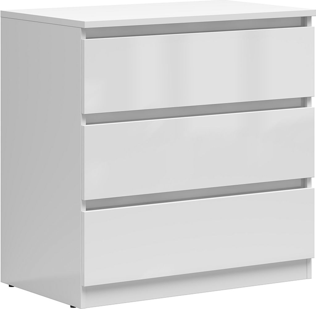 Kommode Edwin mit 3 Schubladen, Weiß, 75cm