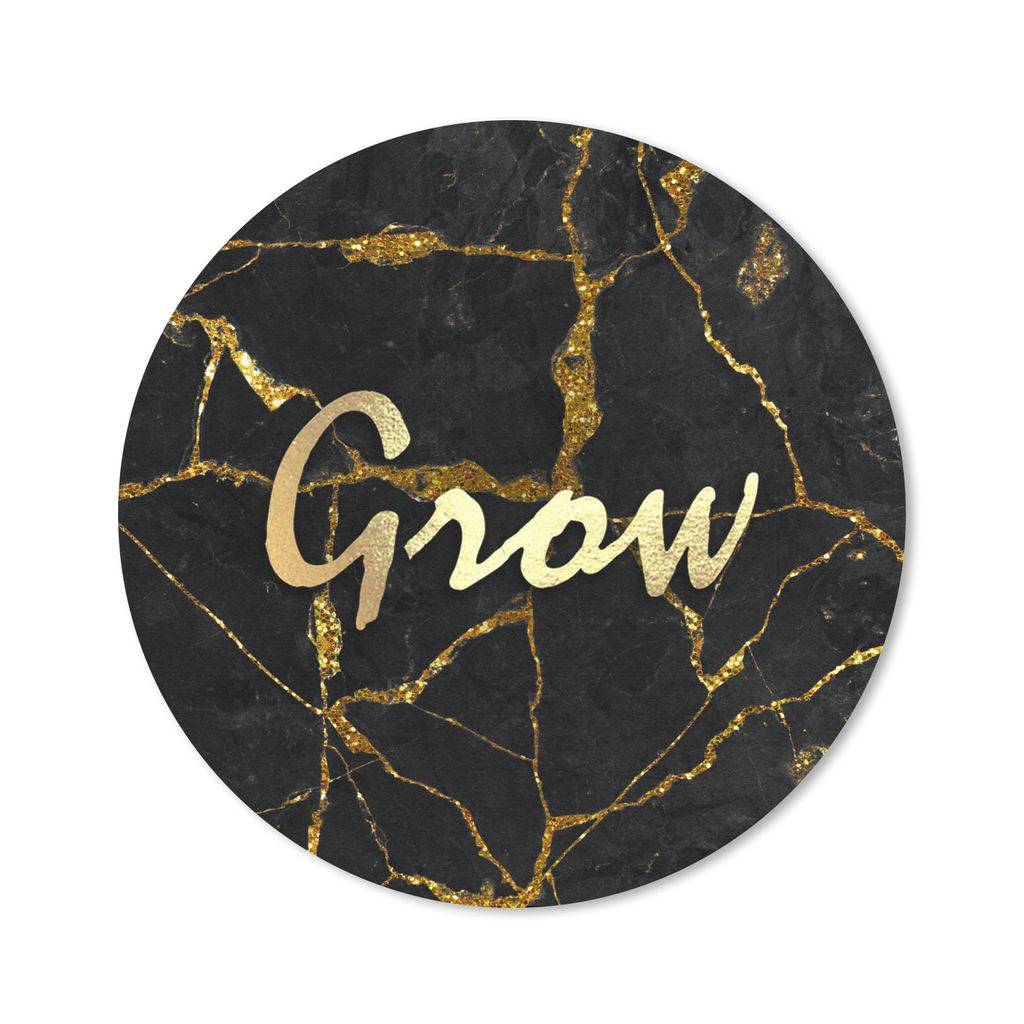 MuchoWow Mauspad Mousepad Zitat - Wachstum - Gold - Marmor 30x30 cm - Mousepads - Maus Mat - Pad - Mausunterlage - Tischunterlage - Schreibtischm...