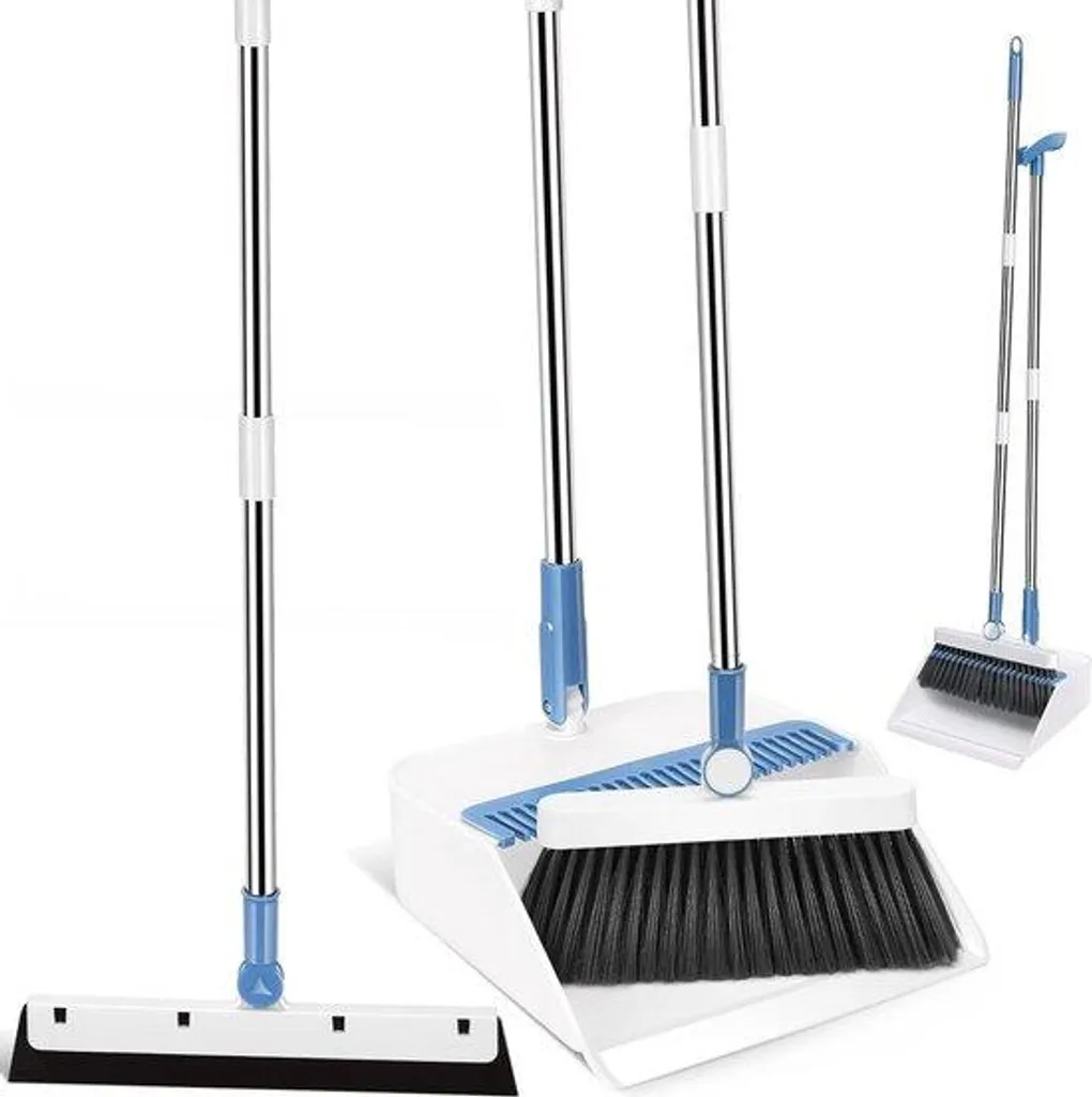 Lot de brosses de nettoyage avec chiffon pivotant 180° blanc et bleu