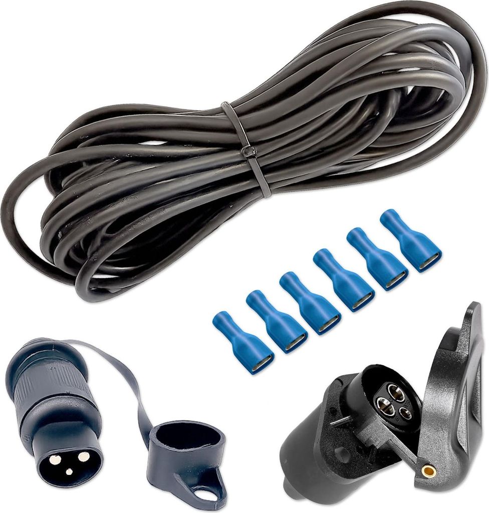 Kabel Set | 3-adrig | FLRY-Y | 3x1,5mm² | 12V | Stecker zu Steckdose | 5 Meter