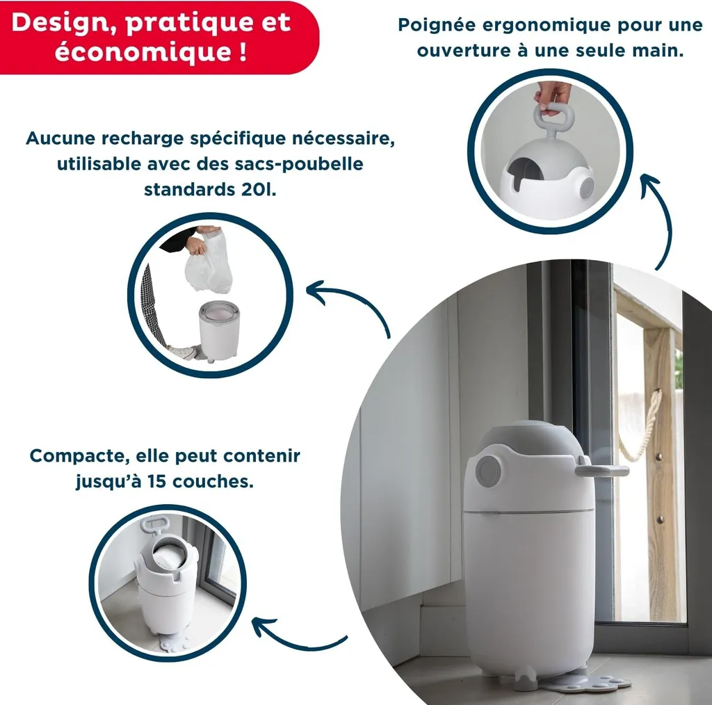 Contenitore Pannolini Thermobaby Design Inodore Senza Ricariche - 3