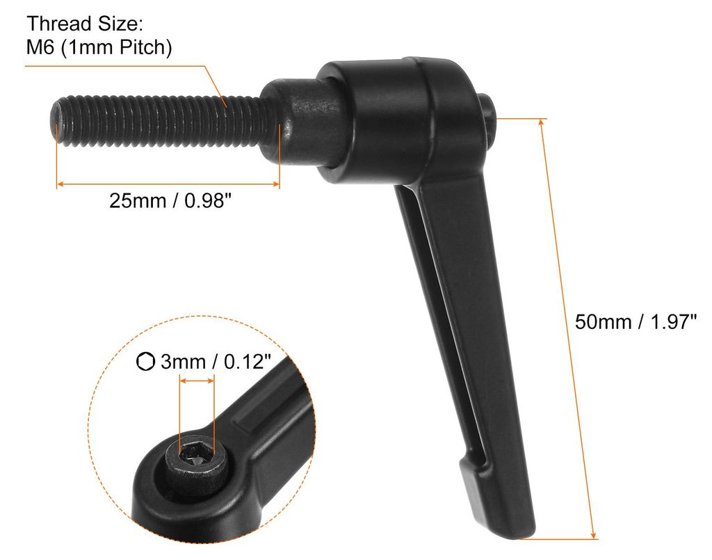 6 Stš¹ck Klemmhebel Griff M6 x 25mm Au?engewinde Schraube, Aluminiumlegierung Verstellbare Handgriffe Spannhebel fš¹r Werkzeugmaschinen Schwei?...