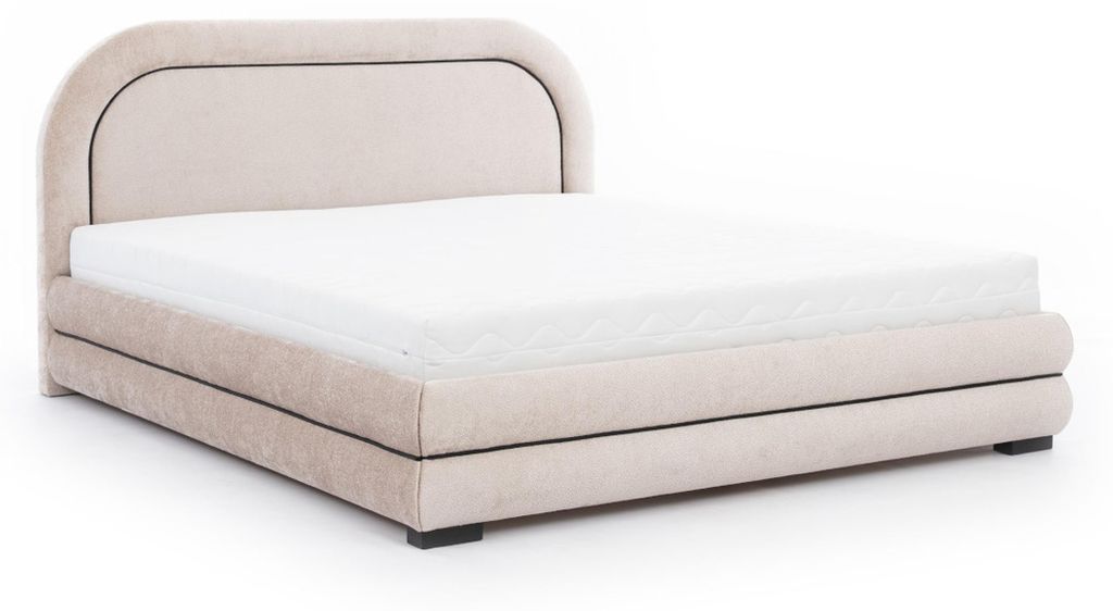 Schlafzimmer Garnitur Designer Beiges Doppelbett 2x Textil Nachttische