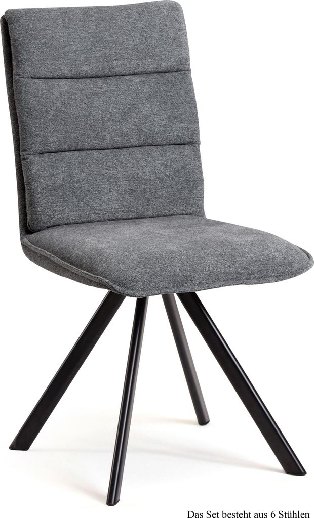 Esszimmerstuhl (6er-Set) Debbi 47x92x60 Schwarz/Grau