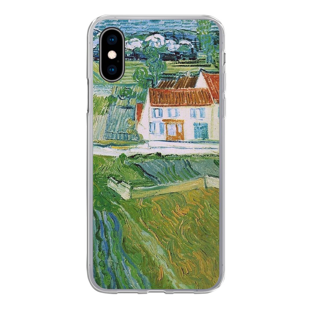 MuchoWow Handyhülle Schutzhülle Hülle für iPhone X Landschaft mit Kutsche und Zug - Vincent van Gogh Silikon Softcase Handy Hülle - Handyhülle