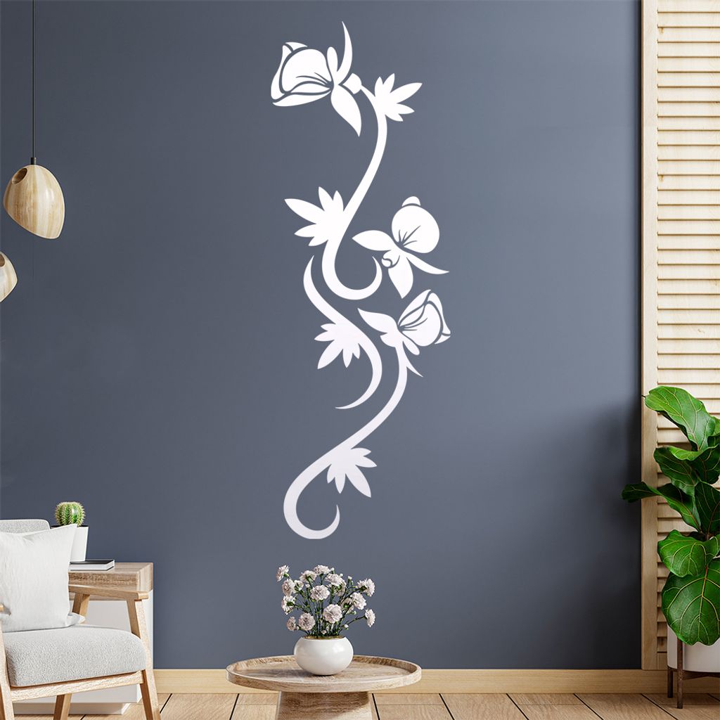 Blumen - Linien Wandtattoo in 6 Größen - Wandaufkleber Wall Sticker - Dekoration, Küche, Wohnzimmer, Schlafzimmer, Badezimmer
