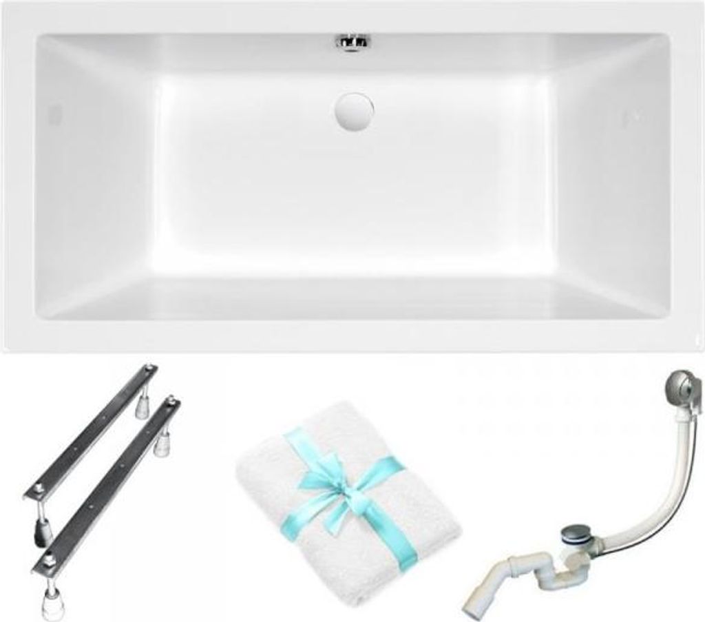 Cersanit | Badewanne - Wanne Rechteckig - Intro - 150 x 75 Cm - Mit Syphon Und Füßen - Komfortable Nutzung - Acryl - Weiß