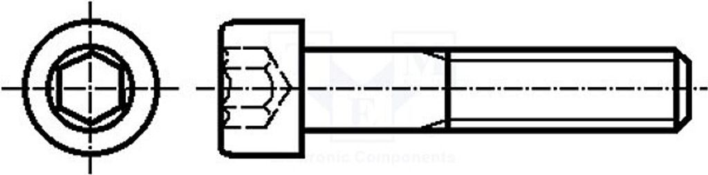 100x Schraube Sechskant Kopf: Zylinder HEX 3mm M4x10 0,7 DIN: 912 M4X10/D912-A2 Sch