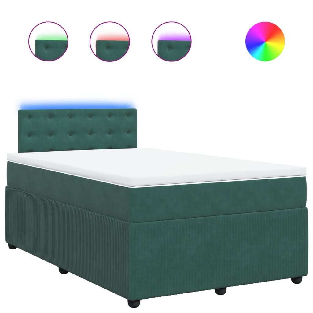 Boxspringbett mit Matratze Dunkelgrün 120x190 cm Samt