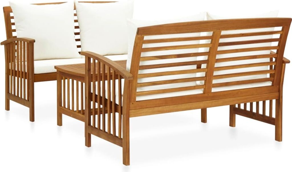 Möbel 3-tlg. Garten-Lounge-Set mit Auflagen Massivholz Akazie - Balkonmöbel 3057976