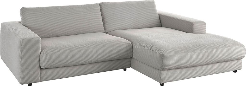 KAWOLA Sofa MADELINE Ecksofa Cord steingrau Longchair rechts