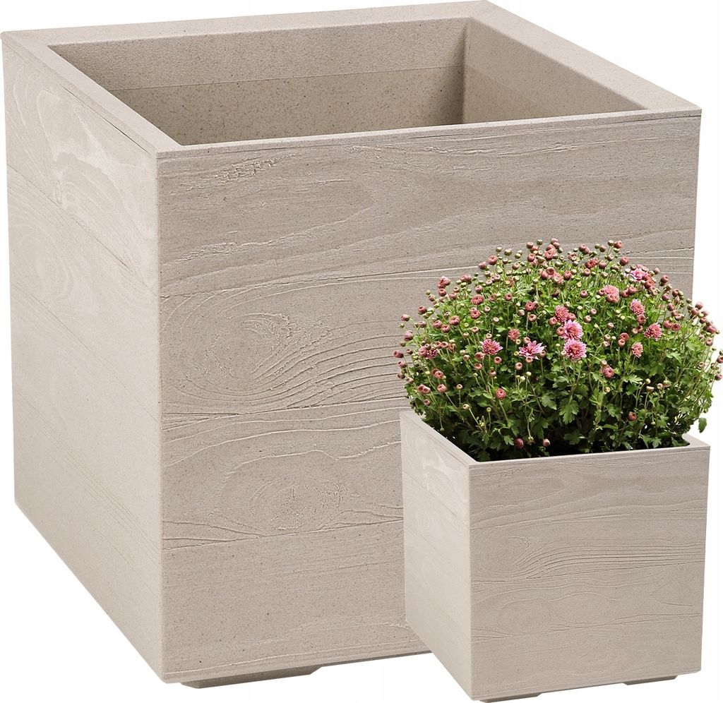 Lamela Blumentopf | Karo | 40cm | Milchkaffee Holz Produktbild 