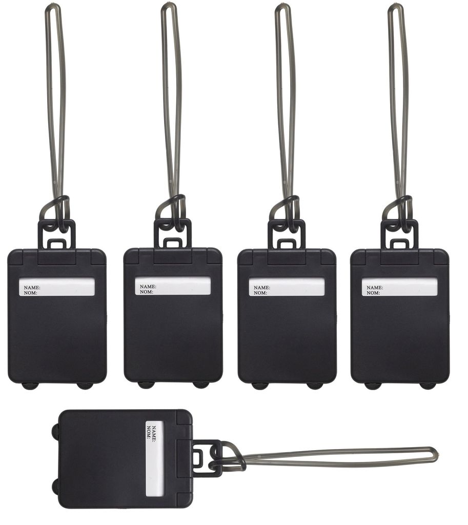 Kofferanhänger 5er Set Namensschild schwarz Mode & Accessoires Taschen Koffer & Reisegepäck Kofferzubehör 
