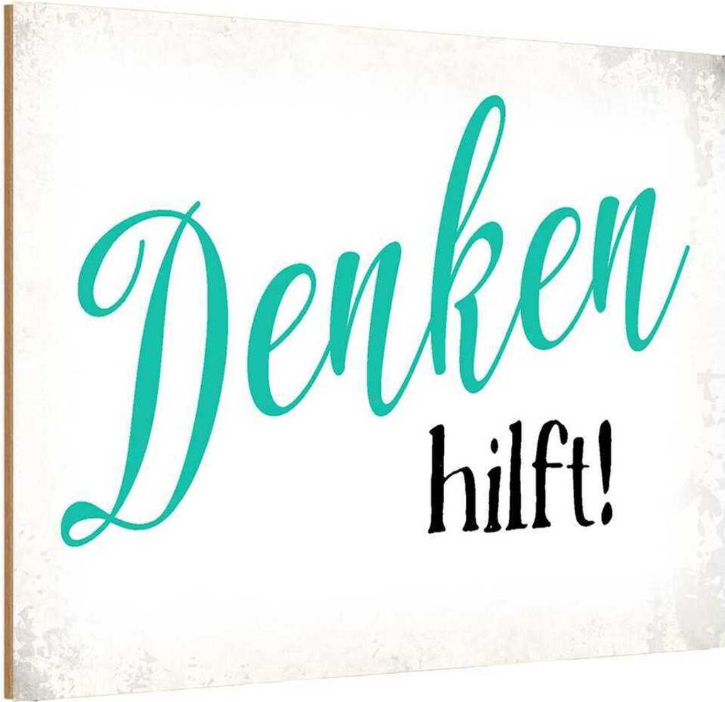 vianmo Holzschild 12x18 cm Denken hilft Dekoration