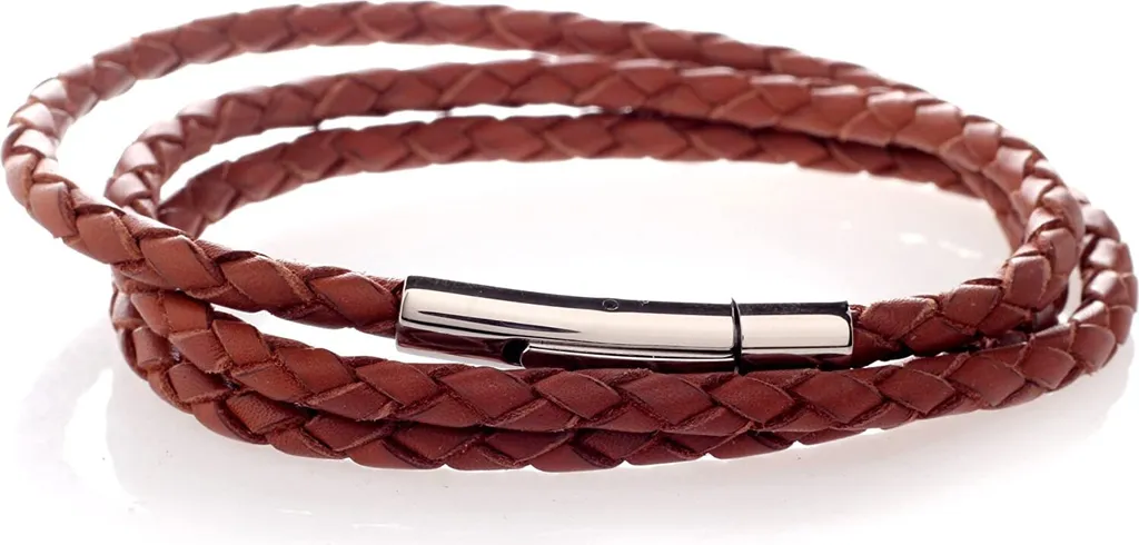 Bracciale Uomo Pelle Avventuriero SB8360.br | Triplo Giro Marrone 21cm