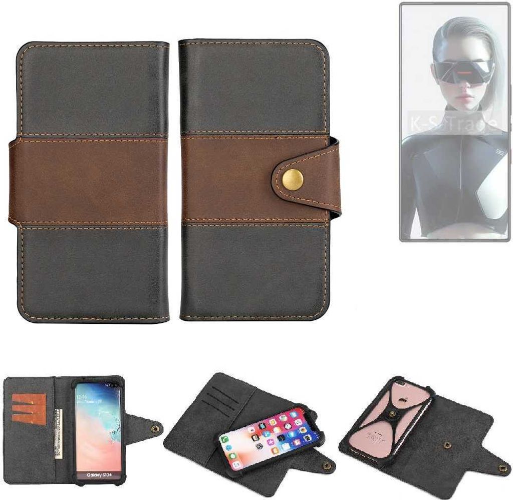 K-S-Trade Handyhülle Schutzhülle Hülle Bookstyle Wallet-Case kompatibel mit Nubia Red Magic 9S Pro+ Bumper Rundumschutz schwarz-braun 1x