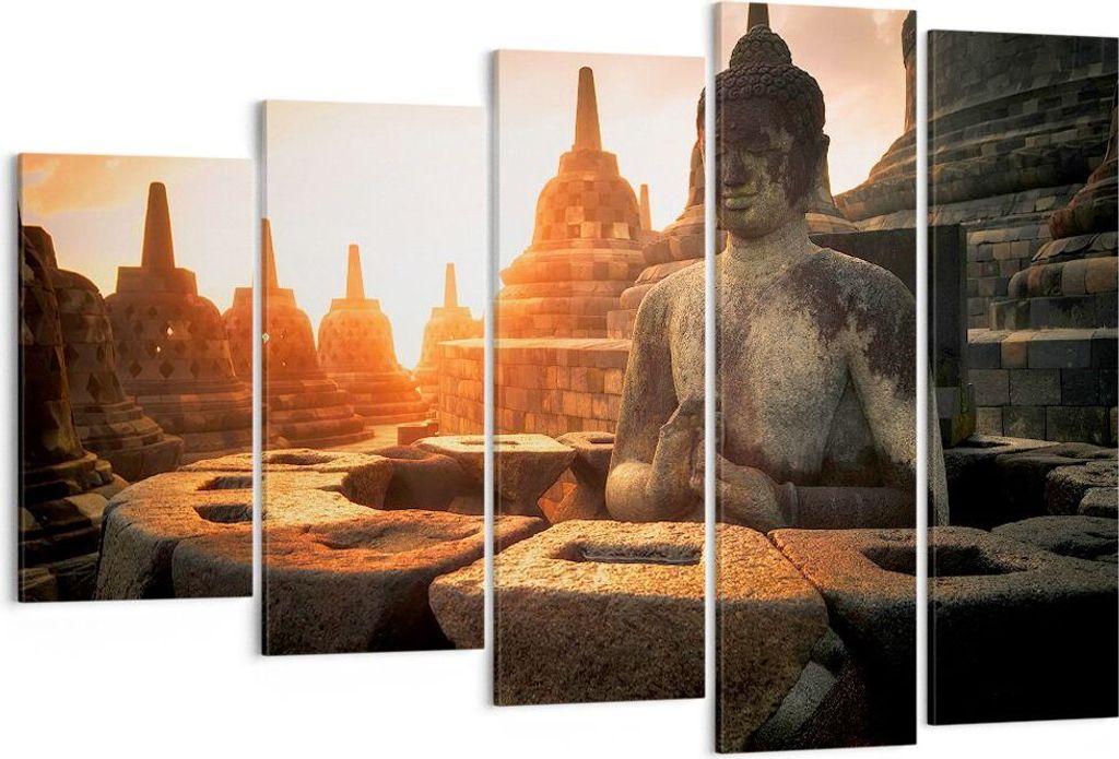 Bild auf Leinwand - Leinwandbild - Buddha Glaube Asien - 150x100cm - Wand Bild - Wanddeko - Leinwanddruck - Bilder - Kunstdruck - Wanddekoration - ...