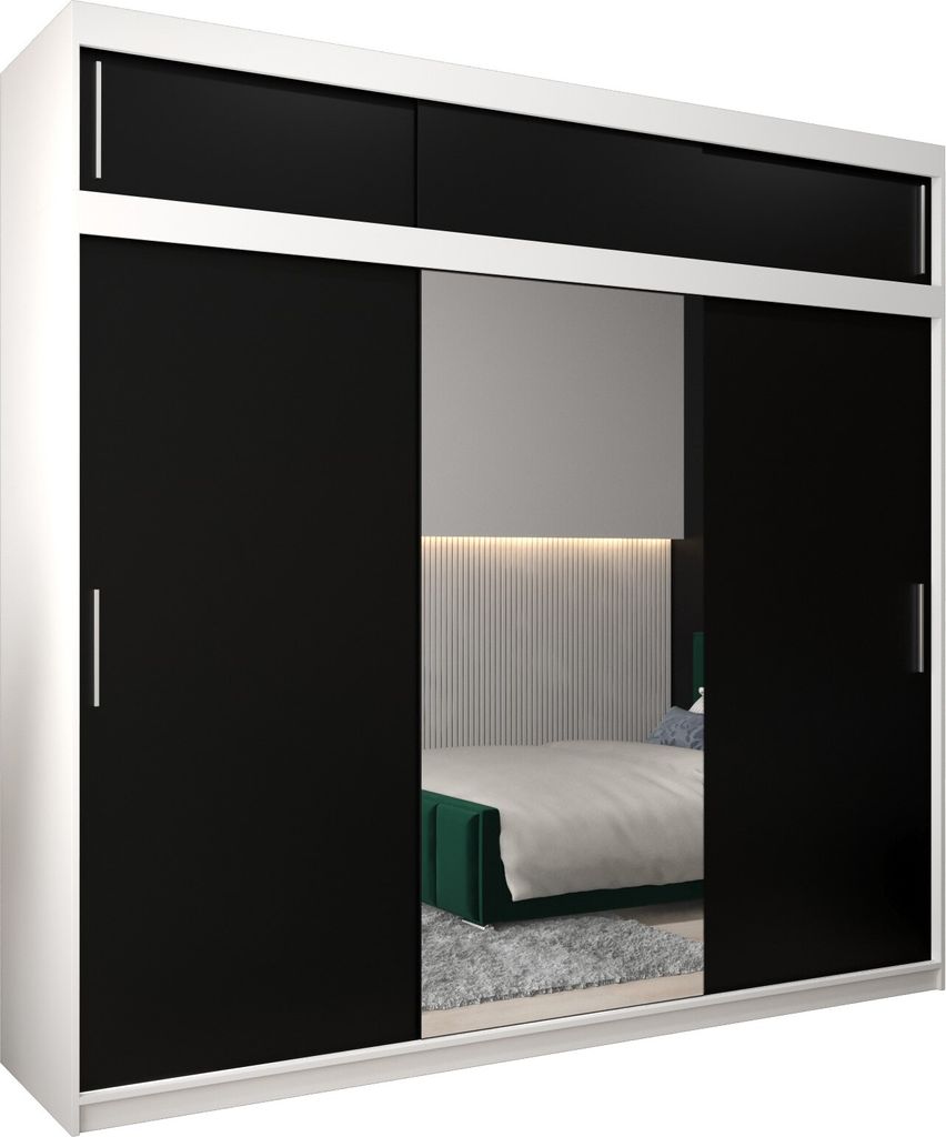Kleiderschrank, Schiebetürenschrank Schlafzimmer, Schrank mit Spiegel TOKYO 1 250 mit Aufsatz, Höhe 240 cm