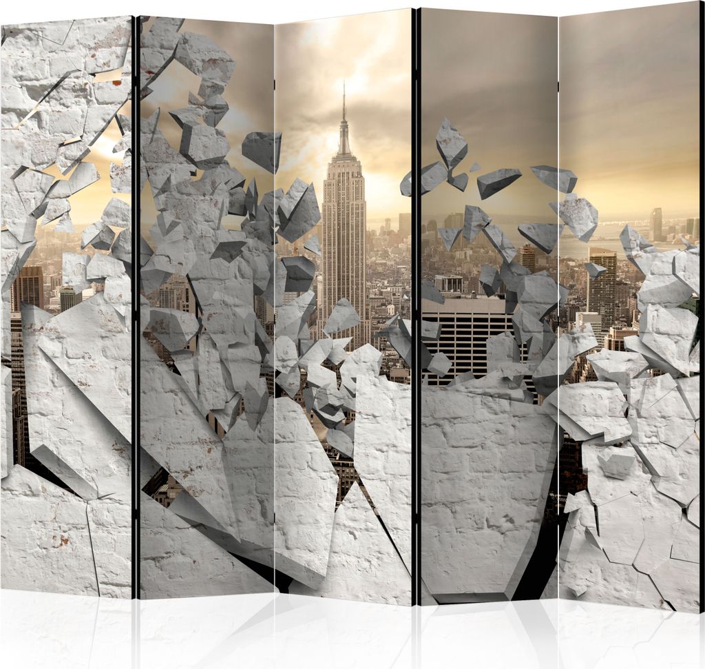 Neuheit! Dekorativer Paravent Raumteiler Trennwand Foto-Paravent Spanische Wand XXL 3D Stein New York Stadt 225x172 cm d-A-0045-z-c