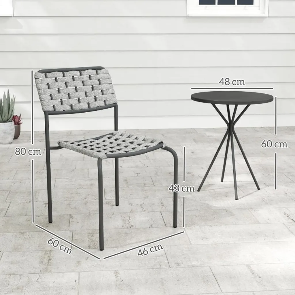 Ensemble jardin en polyrotin résistant aux intempéries et chaises empilables - 3
