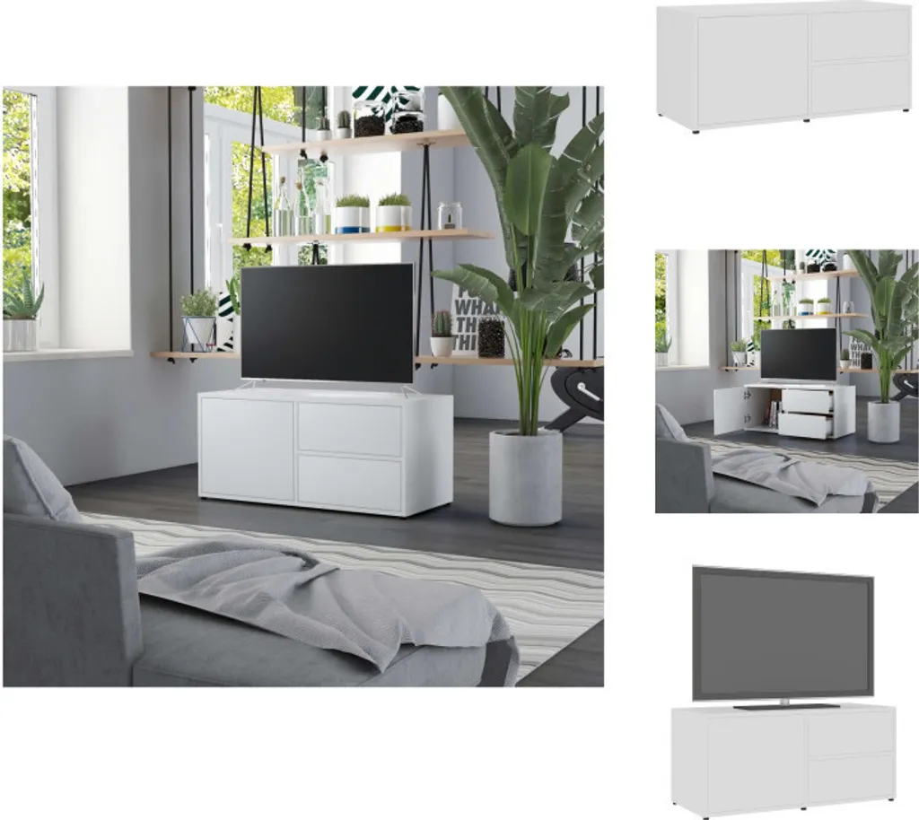 vidaXL Mobile Porta TV Legno Bianco 80x34x36 - Arredo Soggiorno