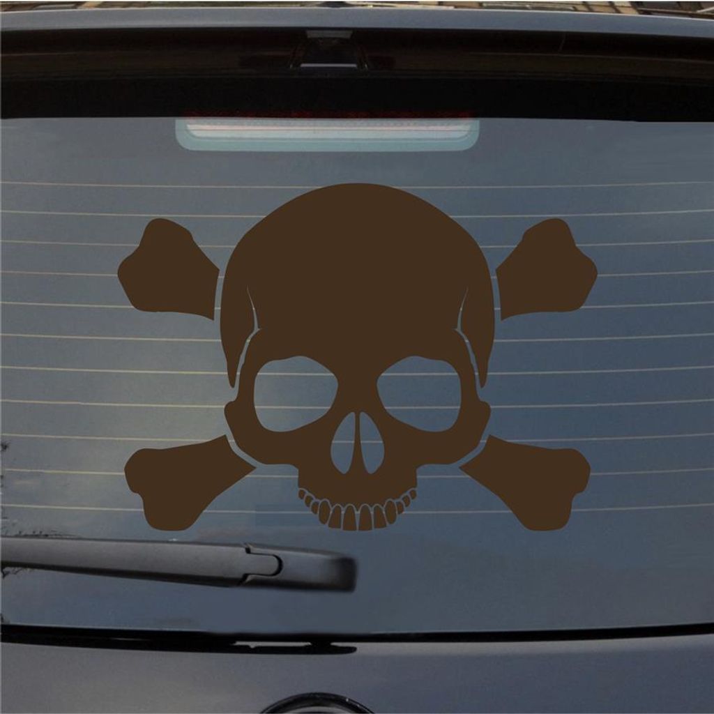 Heckscheibenaufkleber Totenkopf Skull Pirat Tod Car PKW 51x37 cm Braun Auto Aufkleber Sticker