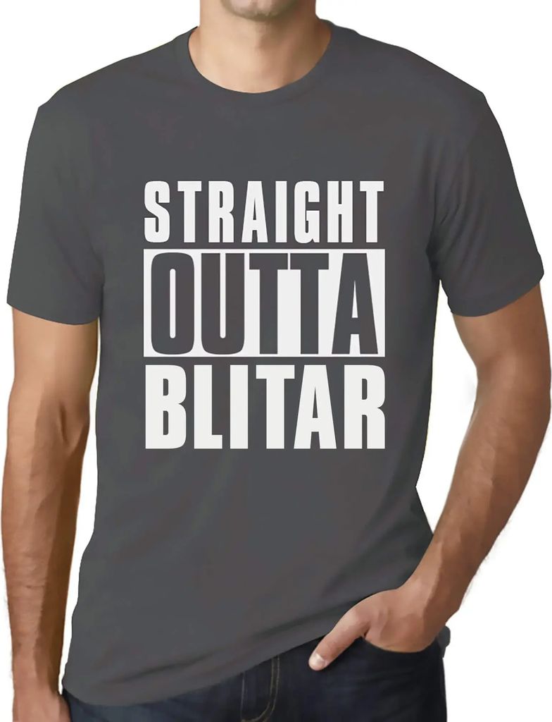 Herren Grafik T-Shirt Straight Outta Blitar Öko-Verantwortlich Vintage Jahrgang Kurzarm Lustige Druck Geburtstag Geschenk Mann