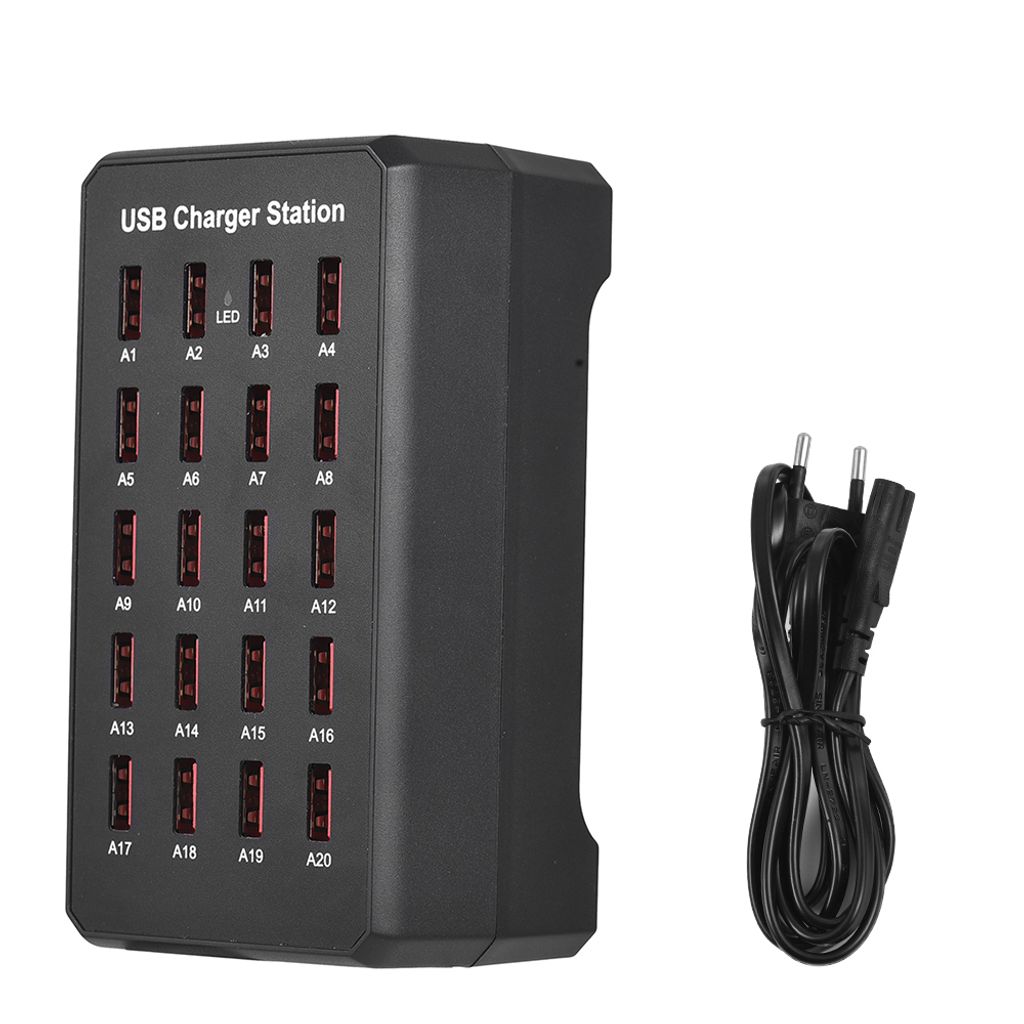Blok ładowania USB-A, 20 portów, 100W, inteligentna szybka Zdjęcie produktu 