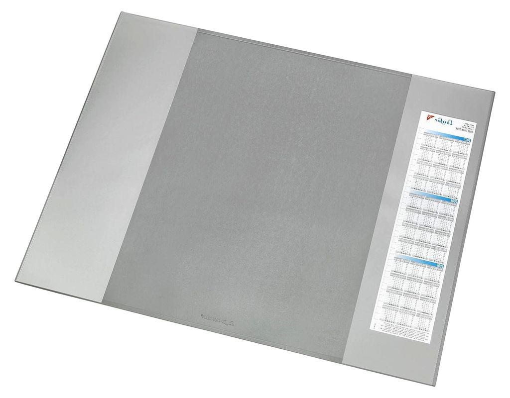 Durella D2 Schreibtischunterlage mit zwei transparenten Seitenleiste, 52x65cm, grau, rutschfeste Schreibunterlage