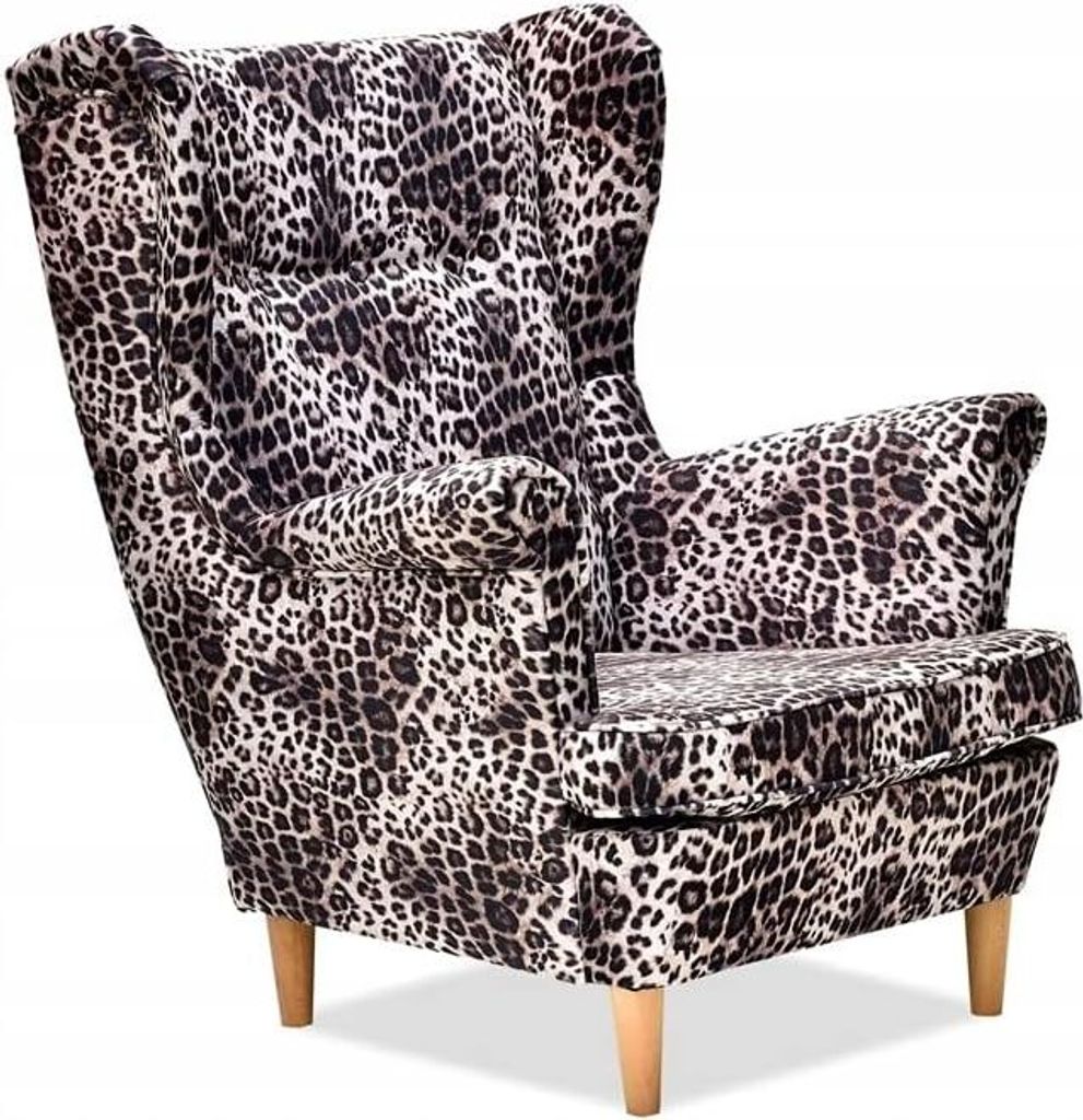 Family Meble Ohrensessel Print Relaxsessel Skandinavisch Bequemer Sessel Loungesessel Fernsehsessel Für Wohnzimmer Schlafzimmer Büro (PANTHERA 1)