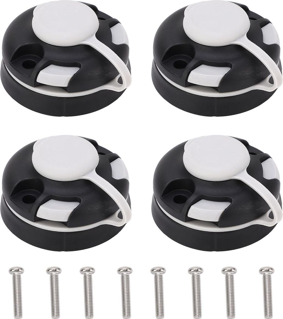 4 Stück Kanu-Kajak-Track-Sternhalterung, schwarz, einfache Installation, runde Schlauchboot-Montage