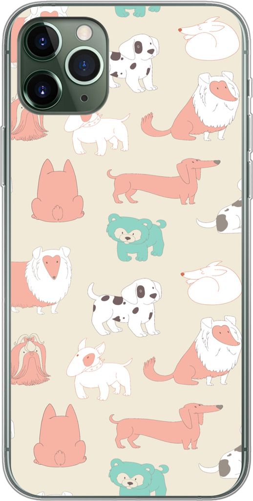 MuchoWow Handyhülle Schutzhülle Hülle für Telefoonhoesje iPhone 11 Pro Max Muster - Hund - Welpe - Jungen - Mädchen - Kinder - Kinder Siliko...