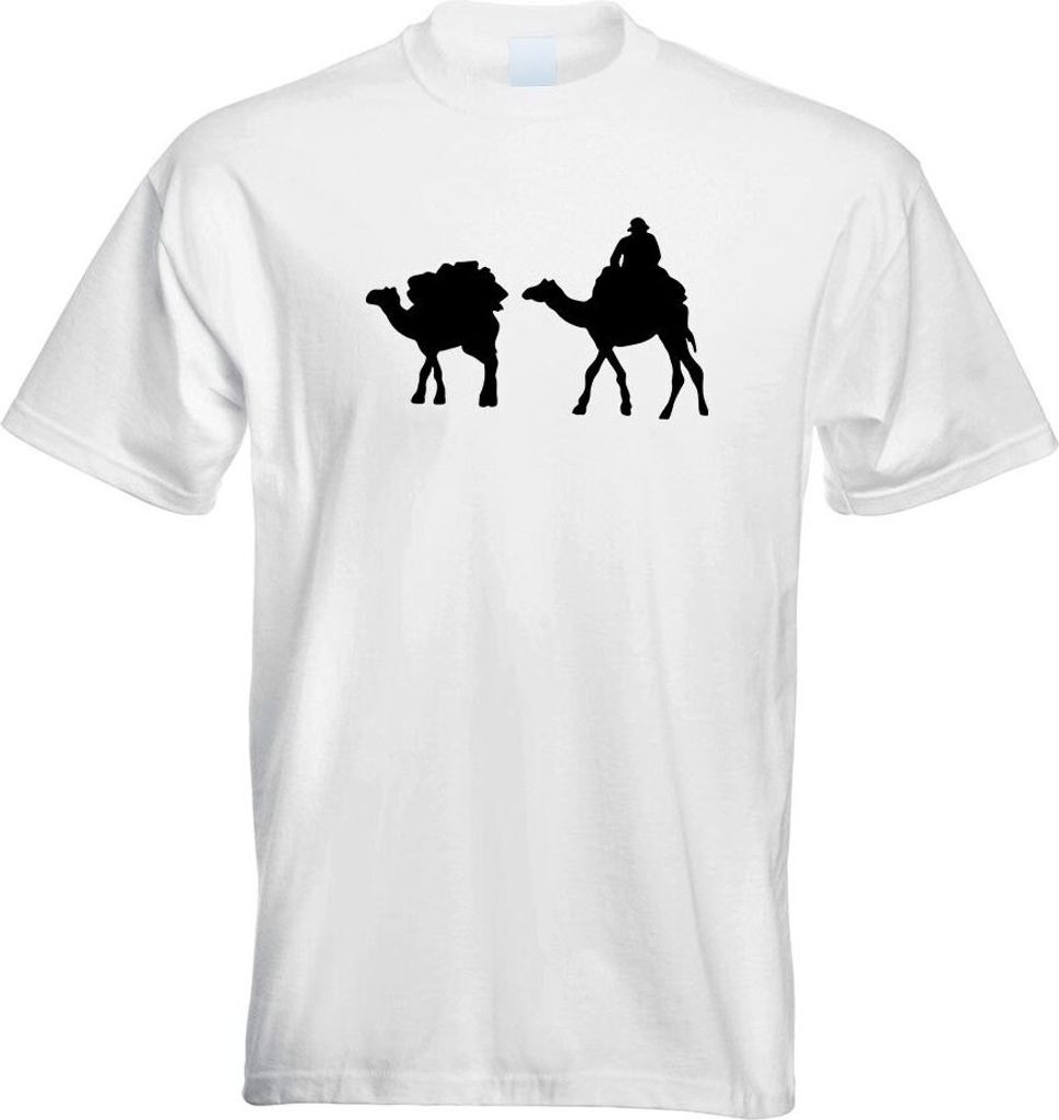 Kiwistar - T-Shirt - Weiss - Karawane - Kamele - Wüste Herren Funshirt Bedruckt Design Sprüche Spruch Motive - mit Motiv Bedruckt - Funshirt Desi...