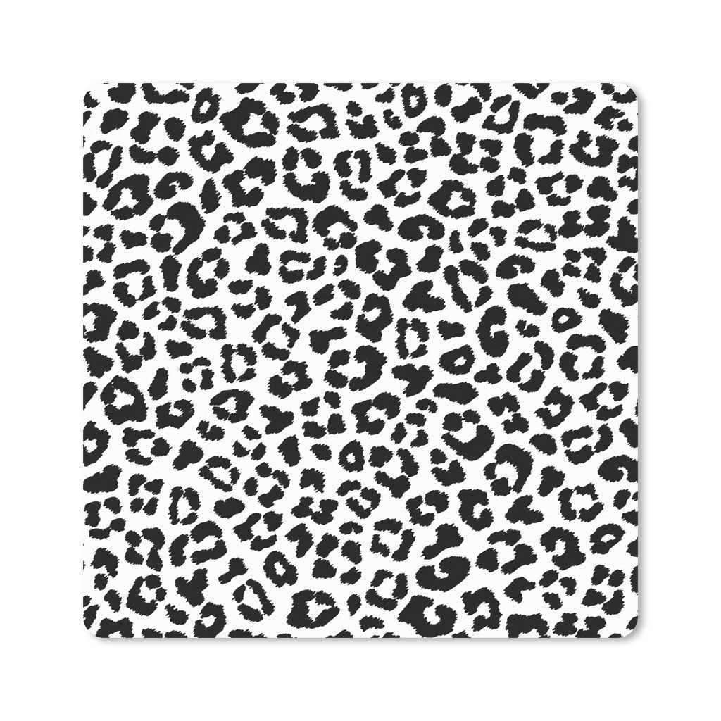 MuchoWow Mauspad Mousepad Pantherdruck - Schwarz - Weiß 20x20 cm - Mousepads - Maus Mat - Pad - Mausunterlage - Desk Mat - Bureauartikeln
