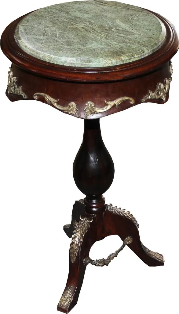Table d'appoint baroque Casa Padrino acajou brun et marbre 68 x 41 cm