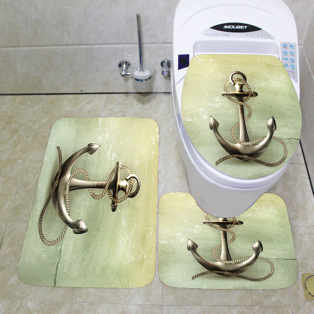 Mode Badgarnitur Set 3 teilig Badteppich WC Vorleger Badematte Duschvorleger