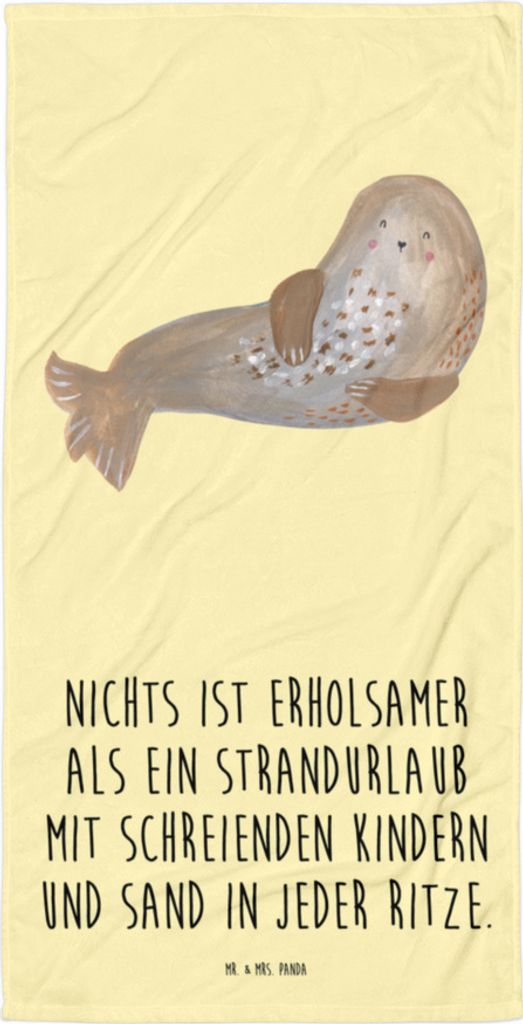 Mr. & Mrs. Panda Strandtuch Sommerchaos - Gelb Pastell - Geschenk, Sommergefühle, Badelaken, Frühling, Sommerferien, Summer Feelings, Duschtuch, ...