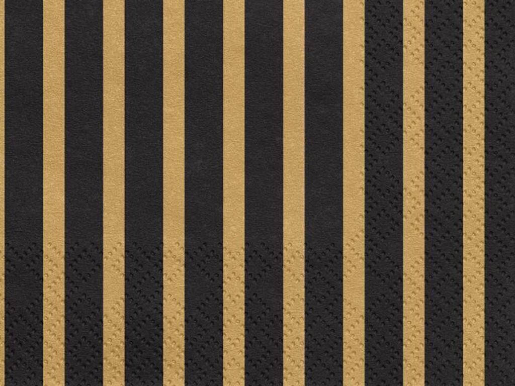 Servietten 33x33cm gestreift 20 Stück schwarz gold