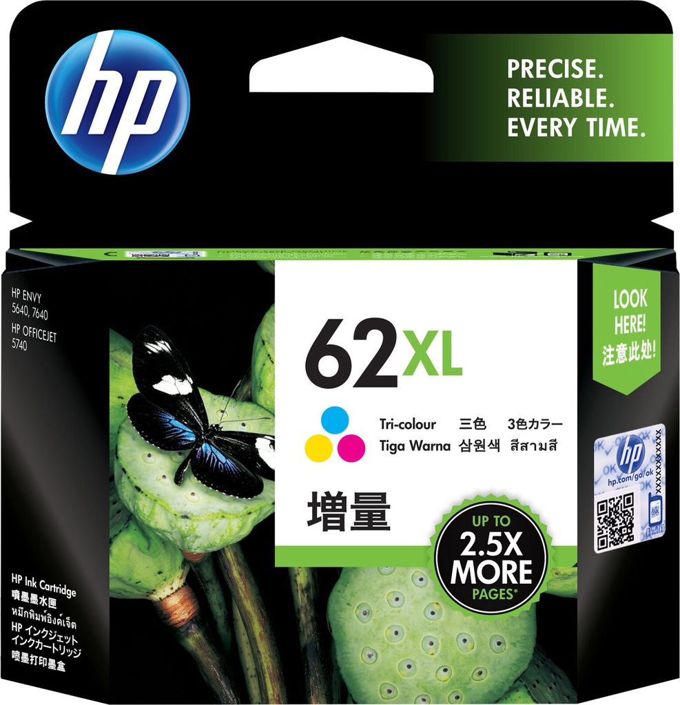 HP C2P07AE Tintenpatrone 3-farbig No. 62 XL Produktbild 