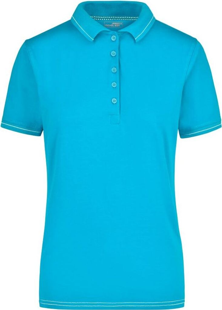 Hochwertiges Poloshirt mit Kontraststreifen aqua/white, Gr. Produktbild 