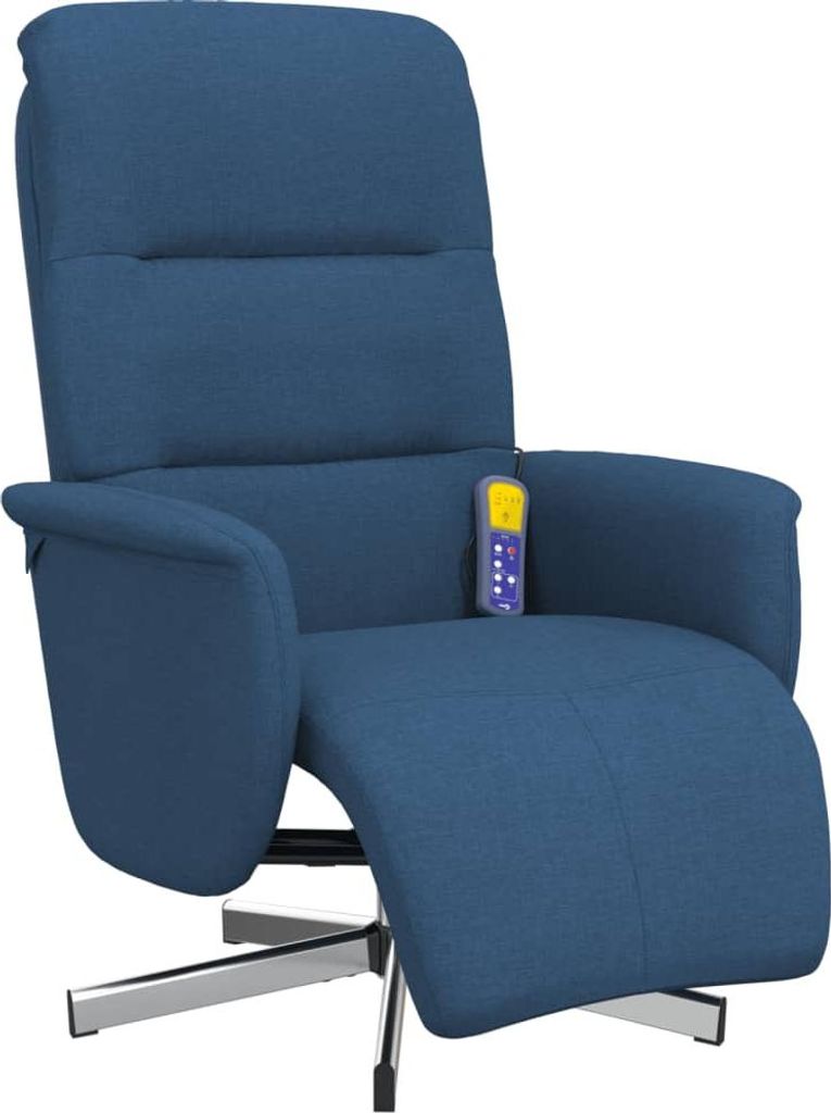 vidaXL Masážne kreslo s podnožkou modrá látka Obrázok produktu 