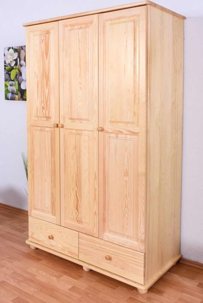 Garderobenschrank Kiefer massiv, Farbe: Natur 195x123x59 cm
