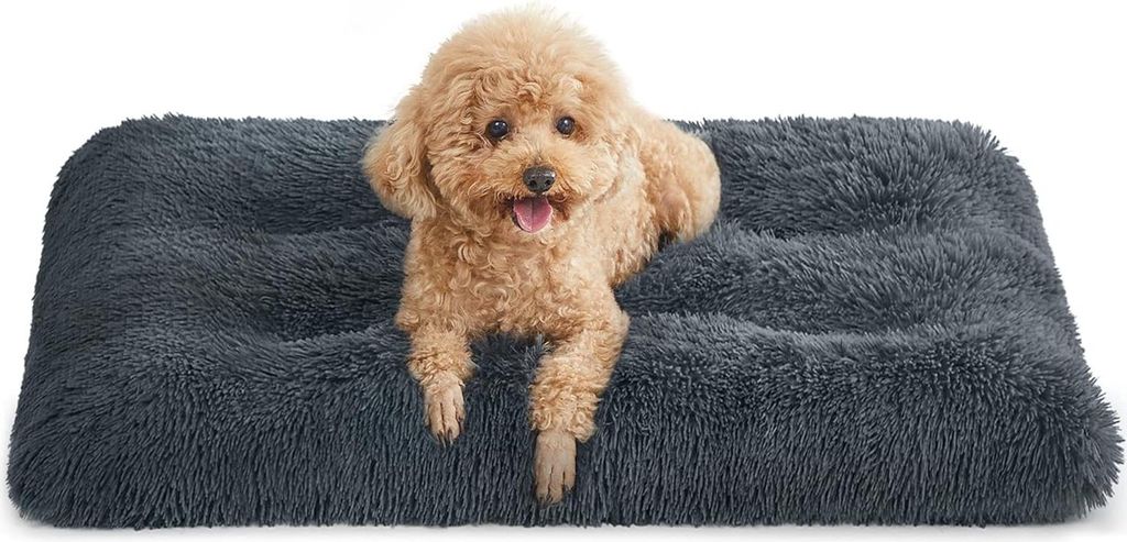 Hunde Bett, Haustiermatte, weich, 80 x 50 cm, weiche Füllung, maschinenwaschbar, Kissen für Hunde, multifunktional, dunkelgrau