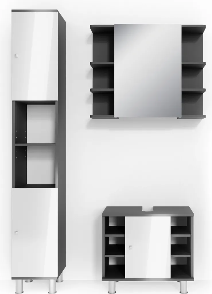 Ensemble mobilier de salle de bain anthracite Vicco Fynn avec colonne 30262