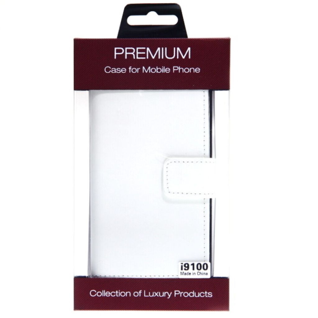 Book Case Handyhülle für Samsung Galaxy S2 Weiß Leder 4250710543199