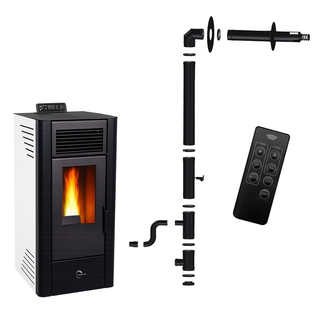Peletová kamna Anita 10 kW bílá Sannover + instalační sada Obrázek produktu 
